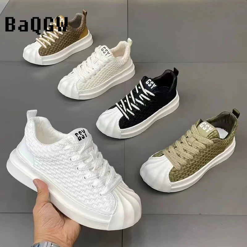 Designer Striped Patchwork Breathable Shoes Man Fashion Soft Lightweight Skateboard Sneakers Retro Camel Summer Shoes Trend 2024 - Clikcy