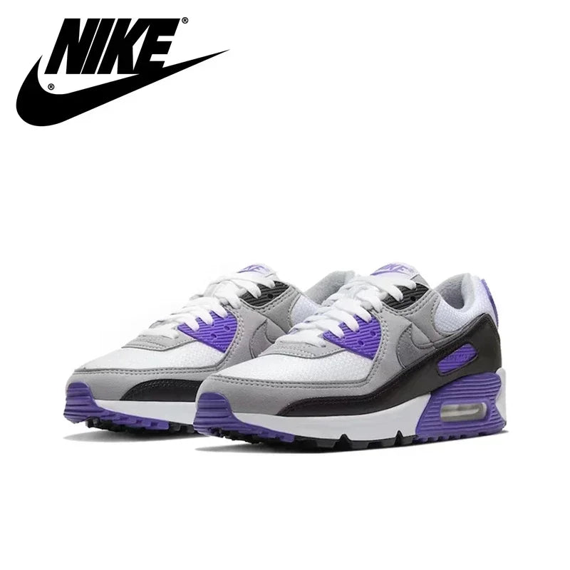 Nike Air Max 90 Men's and Women's Running Shoes Breathable Retro Waffle Shoes Forrest Gump Shoes Black and White Gray/white Hook
