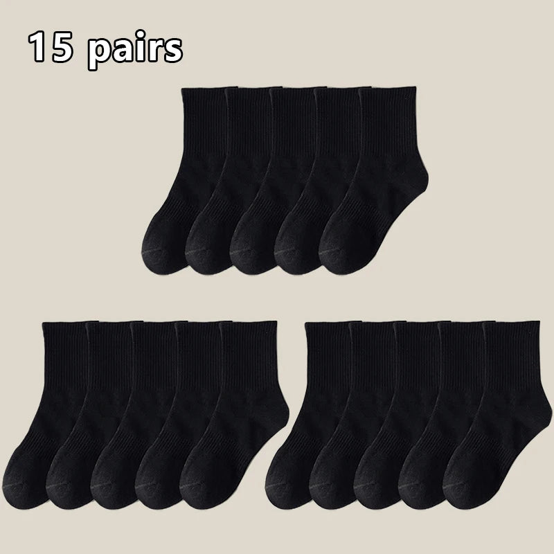 5Pairs Brand Men Cotton New Style White Socks Men Soft Breathable Sports Long socks Summer Winter for Male Socks Plus Size - Clikcy