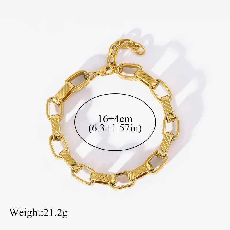 EILIECK 316L Stainless Steel Gold Color Bangles Bracelet For Women New Trendy Wrist Chain Waterproof Jewelry Gift Party Bijoux - Clikcy