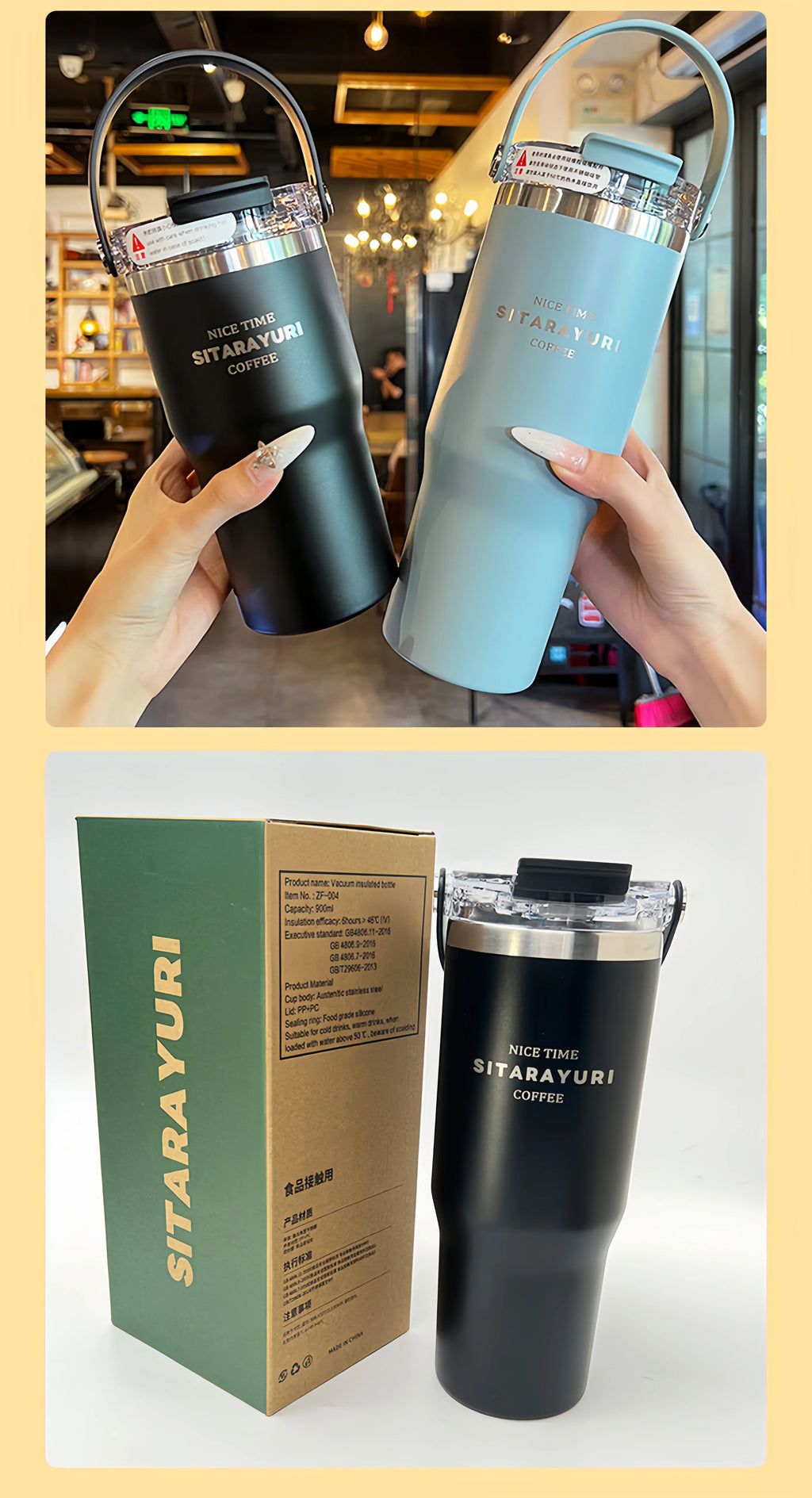 21oz/31oz Stainless Steel Tumbler with Straw Insulated Thermos Coffee Cup with Handle Water Bottle Travel Car Cups Copo Termo - Clikcy