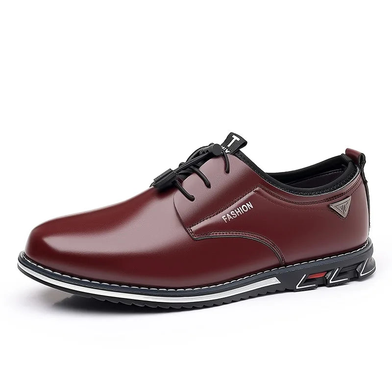 New Business Casual Shoes for Men Lace Up Formal Shoes for Male Black Leather Oxfords Plus Size Wedding Party Office Dress Shoes