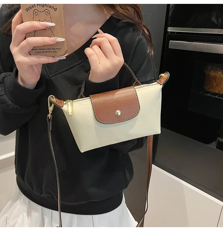 2025 summer lightweight shoulder crossbody bag, fashionable women's bag, plaid canvas, personalized and versatile dumpling bag - Clikcy