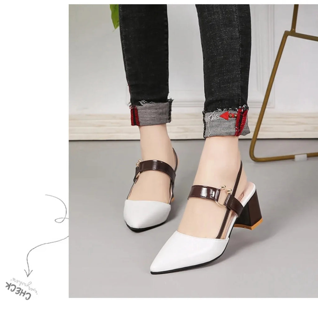 Women Sandals 2024 New Summer Pointy Chunky Sandals Plus Size Women Sandals Fashion High Heels Women Shoes Zapatos De Mujer