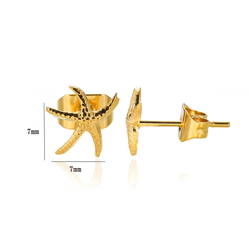 Little Star Fish Stud Earrings For Women Children Minimal Starfish Earings Fashion Summer Beach Jewelry Gift Accessories - Clikcy