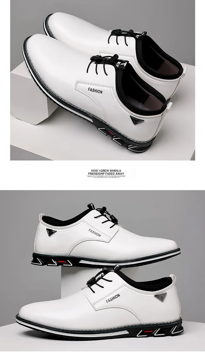 New Business Casual Shoes for Men Lace Up Formal Shoes for Male Black Leather Oxfords Plus Size Wedding Party Office Dress Shoes