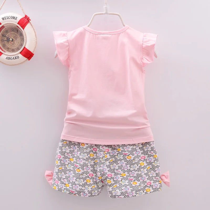 Summer Children Clothes Baby Girls Clothes Sets T-shirt Tops+Short Pants 2Pcs/Suit Toddler Boy Clothes Suit Infant Clothing Sets - Clikcy