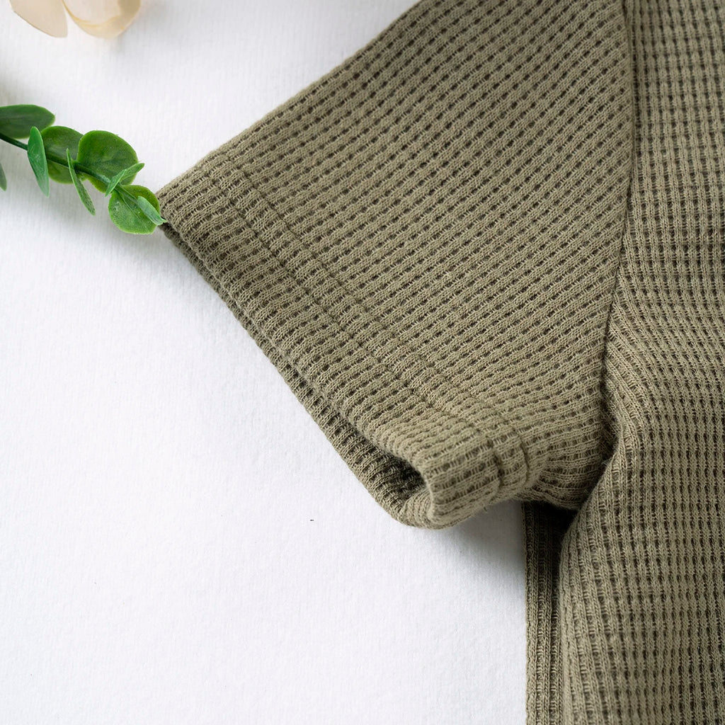 Kids Suit Summer Boys Girls Solid Colour Suit 0-6Y Cute Bear Short Sleeve + Breathable Shorts 2pcs Comfortable and Skin-friendly - Clikcy