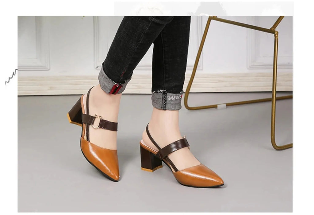 Women Sandals 2024 New Summer Pointy Chunky Sandals Plus Size Women Sandals Fashion High Heels Women Shoes Zapatos De Mujer