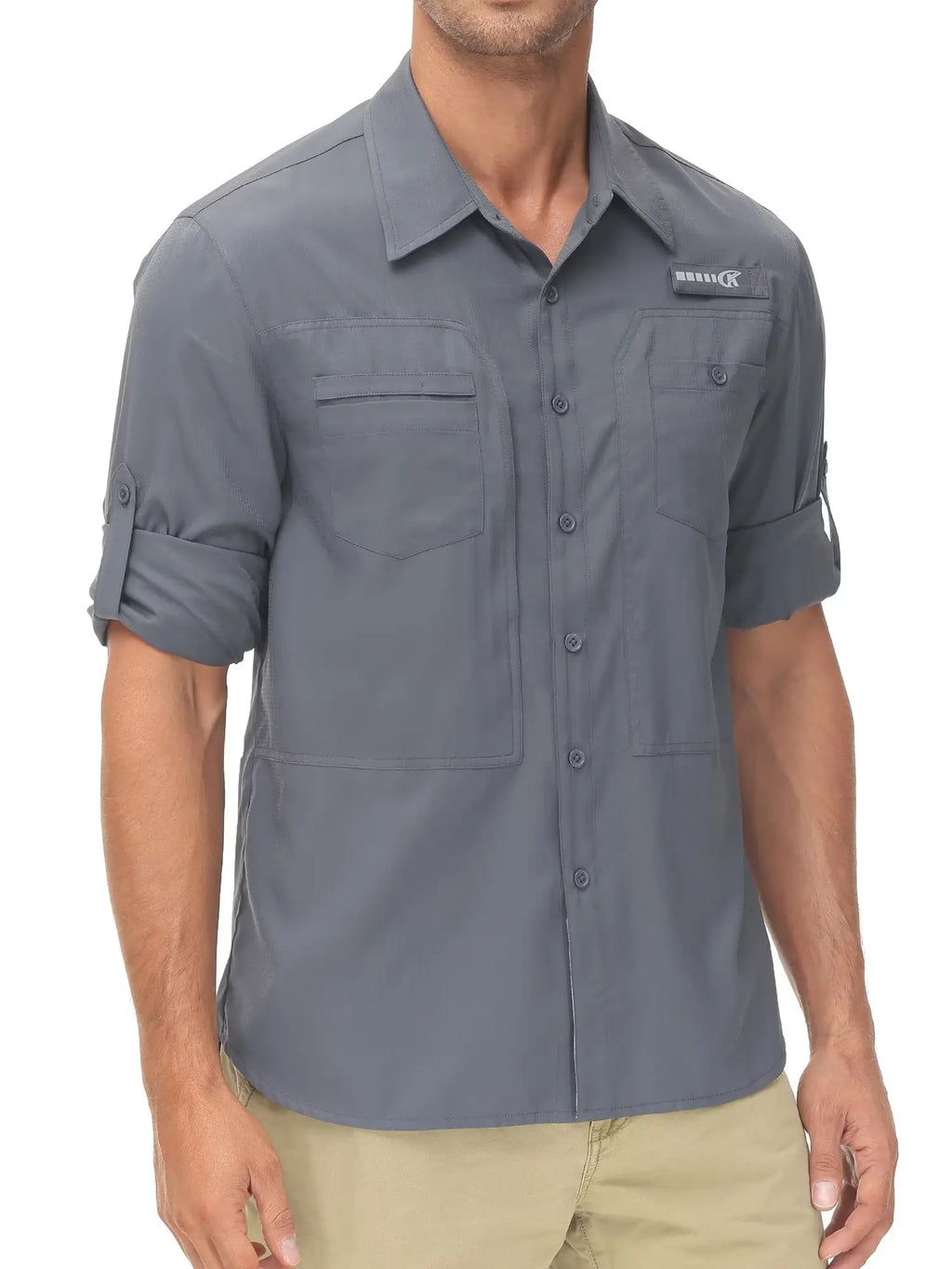 Men's UPF 50+ Casual Long Sleeve Fishing Shirts, Sun Protection Lightweight Breathable Button Down Fishing Shirt with Back Mesh - Clikcy