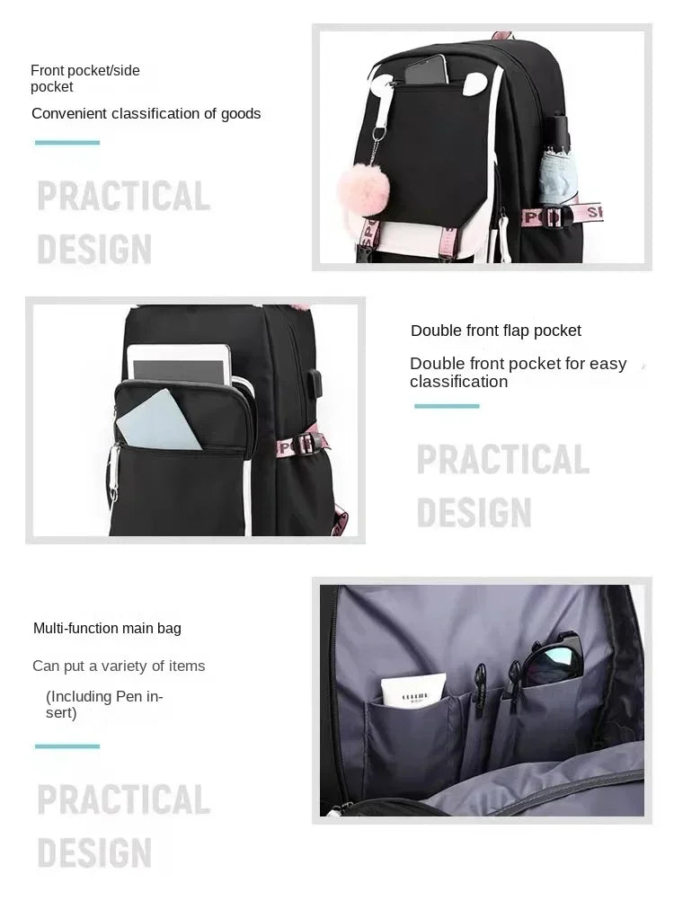 Stylish Kawaii Capybara Computer Backpack College School Casual Daypack Teens Bag Large Capacity Adjustable Strap Schoolbag - Clikcy