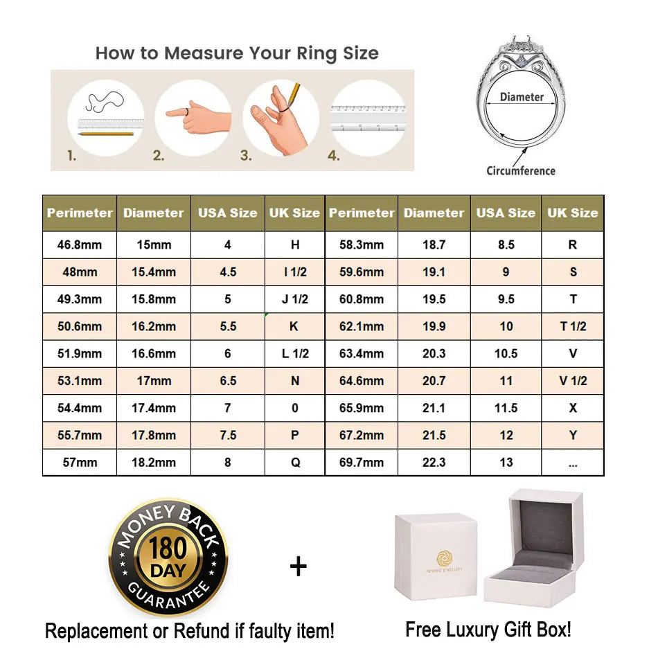 Newshe 14k Yellow Gold Bridal Ring Set for Women 2Ct Round Cut AAAAA Cubic Zircon Wedding Engagement Anniversary Band BR1167_Y - Clikcy