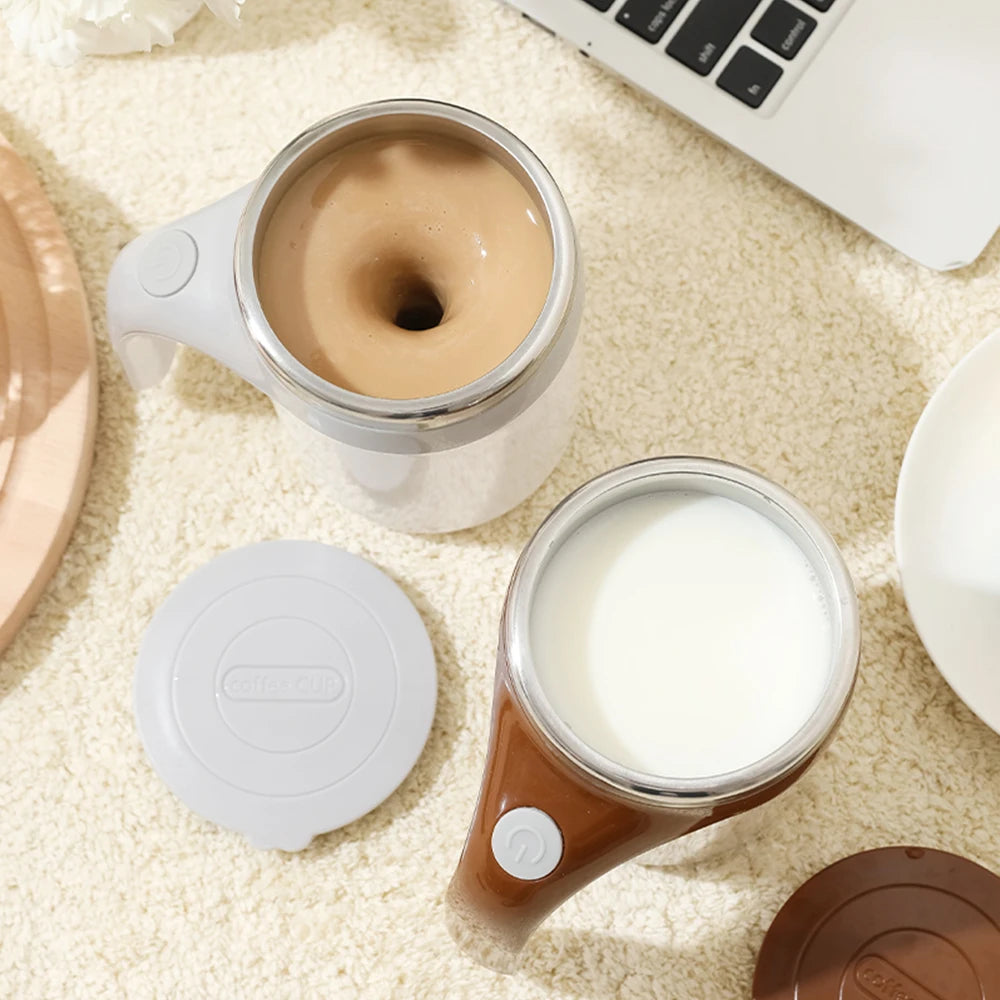 1pcs Automatic Self Stirring Magnetic Mug Stainless Steel Temperature Difference Coffee Mixing Cup Blender Mixer Thermal Cup