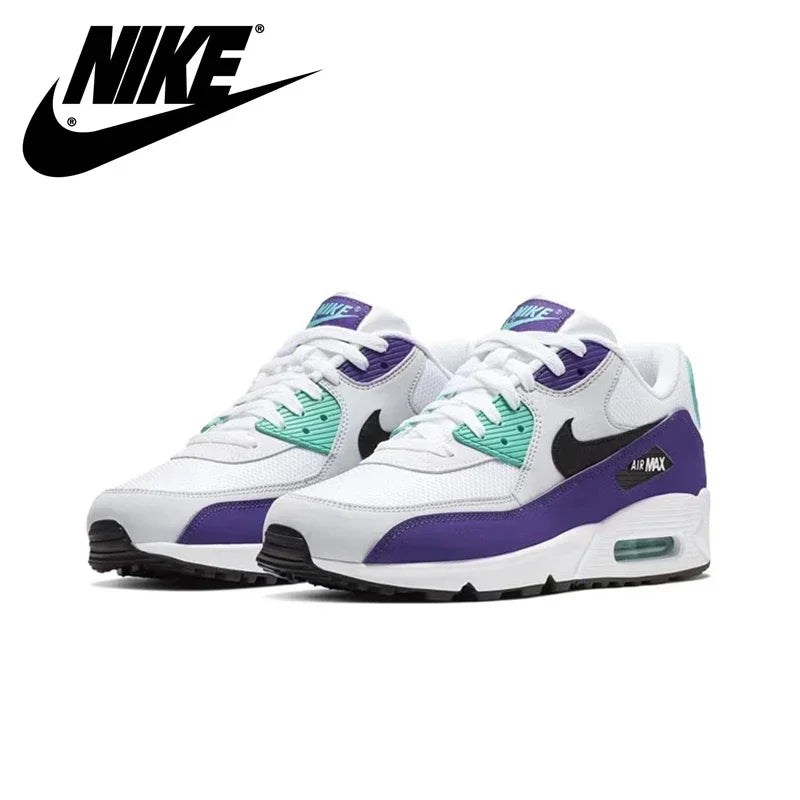 Nike Air Max 90 Men's and Women's Running Shoes Breathable Retro Waffle Shoes Forrest Gump Shoes Black and White Gray/white Hook