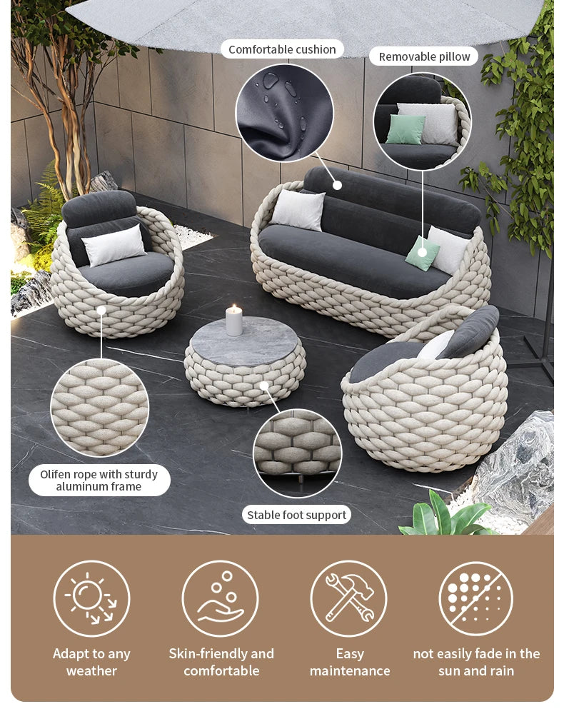 fulin Nordic luxury yard furniture outdoor rattan chair  seating  garden    sofa set - Clikcy