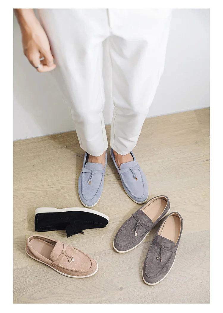 Summer Beige Moccasins For Men Comfortable Suede Casual Designer Men's Shoes Lightweight Slip-on Men Loafers zapatos para hombre - Clikcy