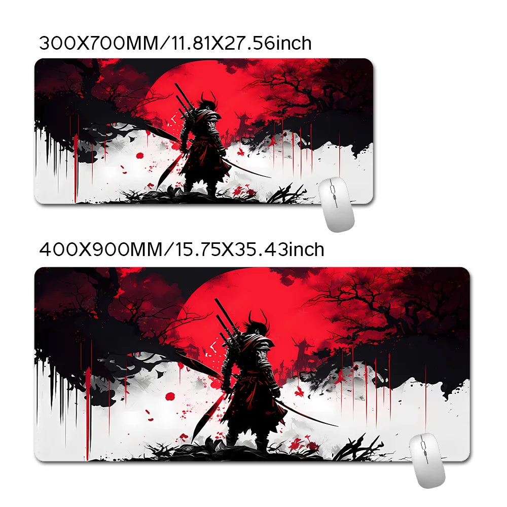 Samurai Warrior Mouse Pad Gamer Computer Accessories Keyboard Table Mat Black Mousepad Company Gaming Laptop Desk Accessory Pc - Clikcy