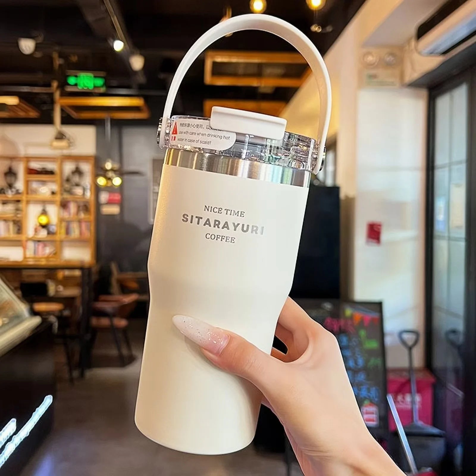 21oz/31oz Stainless Steel Tumbler with Straw Insulated Thermos Coffee Cup with Handle Water Bottle Travel Car Cups Copo Termo - Clikcy