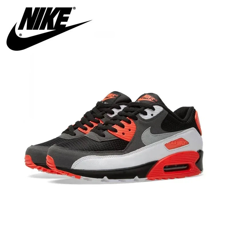 Nike Air Max 90 Men's and Women's Running Shoes Breathable Retro Waffle Shoes Forrest Gump Shoes Black and White Gray/white Hook