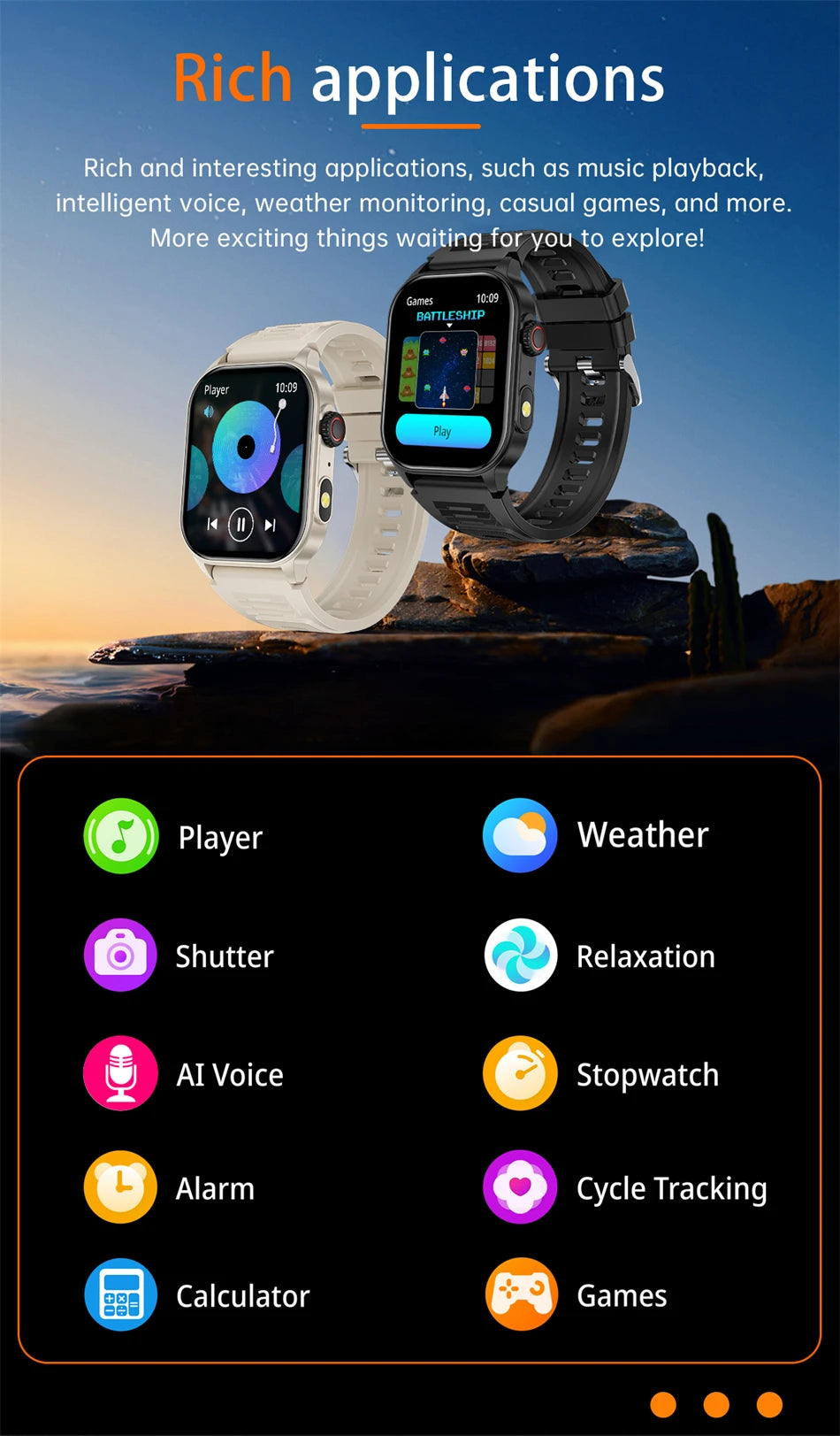LIGE Smart Watch for Men 3ATM Waterproof Bluetooth Call Health Monitor With Flashlight 370mahBattery 100+Sport Mode Smartwatches - Clikcy