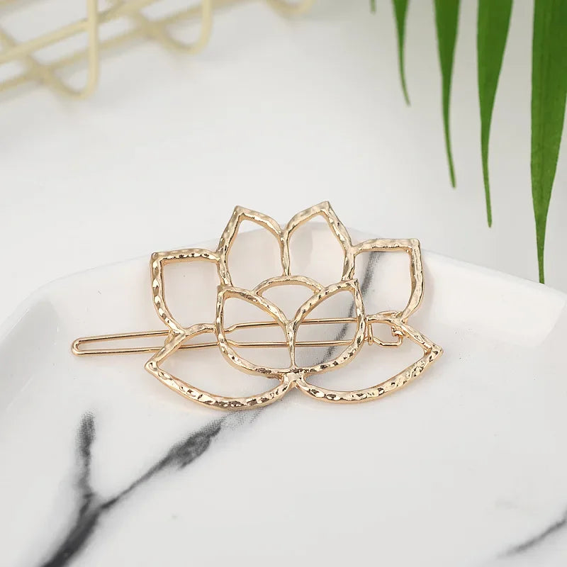 20240Fashion Woman Hair Accessories Triangle Hair Clip Pin Metal Geometric Alloy Moon Circle Hairgrip Barrette Girls Headwear - Clikcy