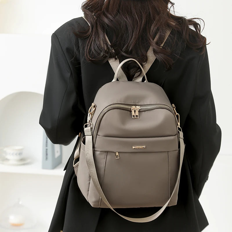 Simple Modern Backpack Women Waterproof Nylon Daypack Large Capacity School Bag Student Lightweight Back Pack Ladies Travel Bags - Clikcy