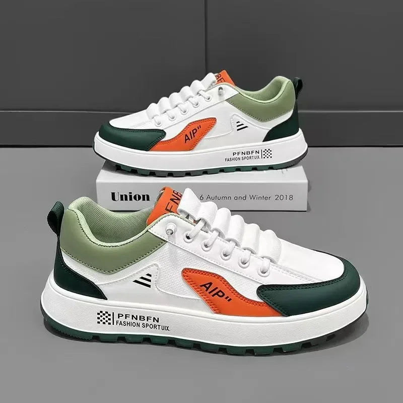 Men's Thick Sole Sneakers Designer Sports Shoes Fashion Casual Fiber Leather Breathable Height Increase Flat Thick Sole Shoes - Clikcy