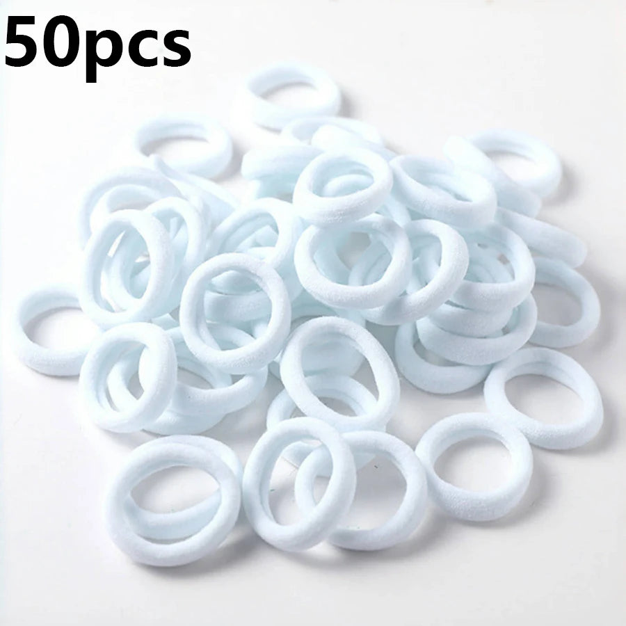 50PCS/Set New Women Girls Candy Colors Nylon Basic Scrunchie Hair Tie Ponytail Hold Hair Rubber Bands Fashion Hair Accessories - Clikcy