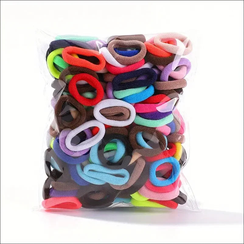 100PCS Colorful Basic Nylon Ealstic Hair Ties for Girls Children Ponytail Hold Scrunchie Rubber Band Kids Basic Hair Accessories - Clikcy