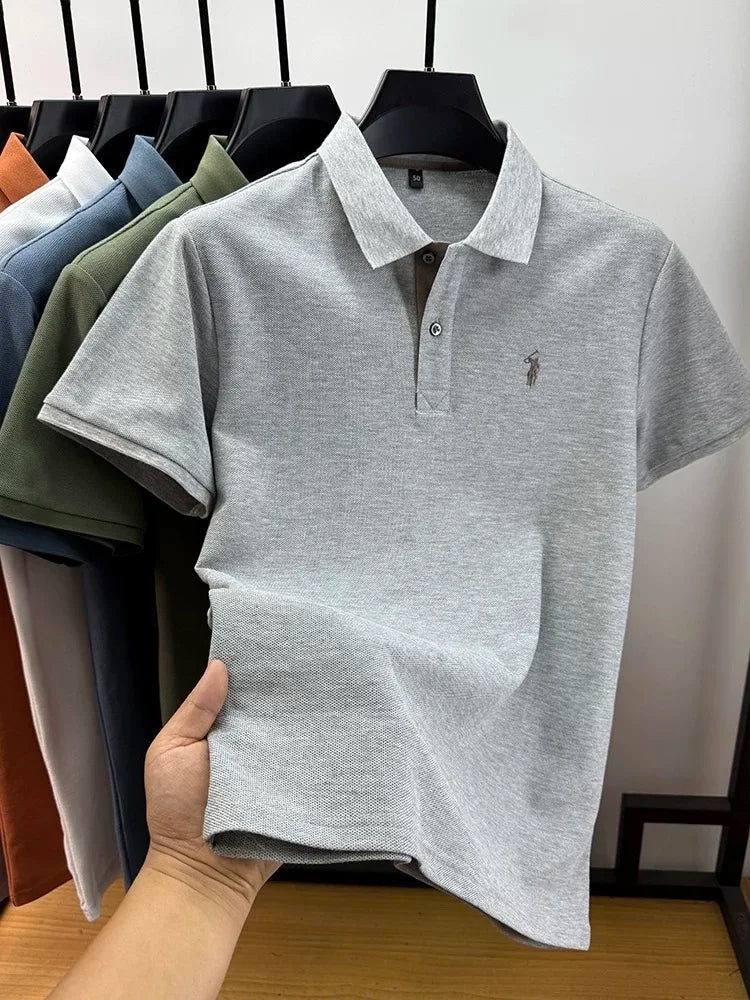 High end brand 100% cotton short sleeve polo shirt men's summer fashion designer new Paul pony embroidery casual golf T-shirt - Clikcy