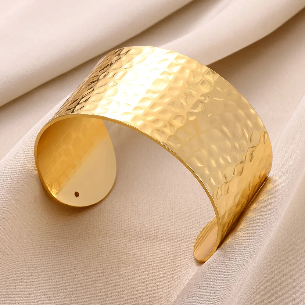 Vintage Irregular Bracelet For Women Stainless Steel Gold Color Open Cuff Bangles Exquisite Luxury Jewelry Gift pulseras bijoux - Clikcy