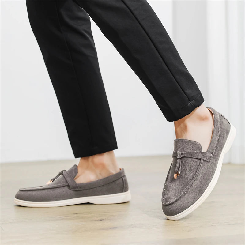 Summer Beige Moccasins For Men Comfortable Suede Casual Designer Men's Shoes Lightweight Slip-on Men Loafers zapatos para hombre - Clikcy
