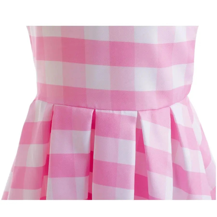 Pink Barbie Dress For Girls Sweet Doll Collar Plaid Cosplay Costumes Sleeveless Dress Fashion Party Clothes Kids New Year Gift - Clikcy