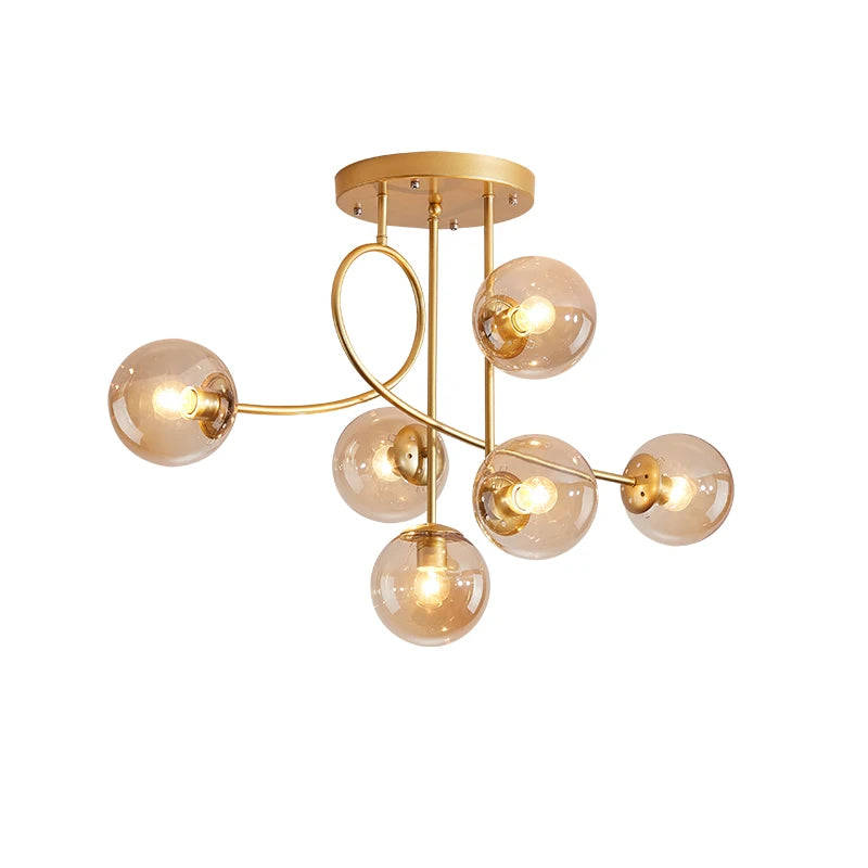 JUNYU Nordic Modern Chandelier Magic Bean Glass Ceiling LED Gold/Black Luxury Pendant Light for Living Room Bedroom Home Decor - Clikcy