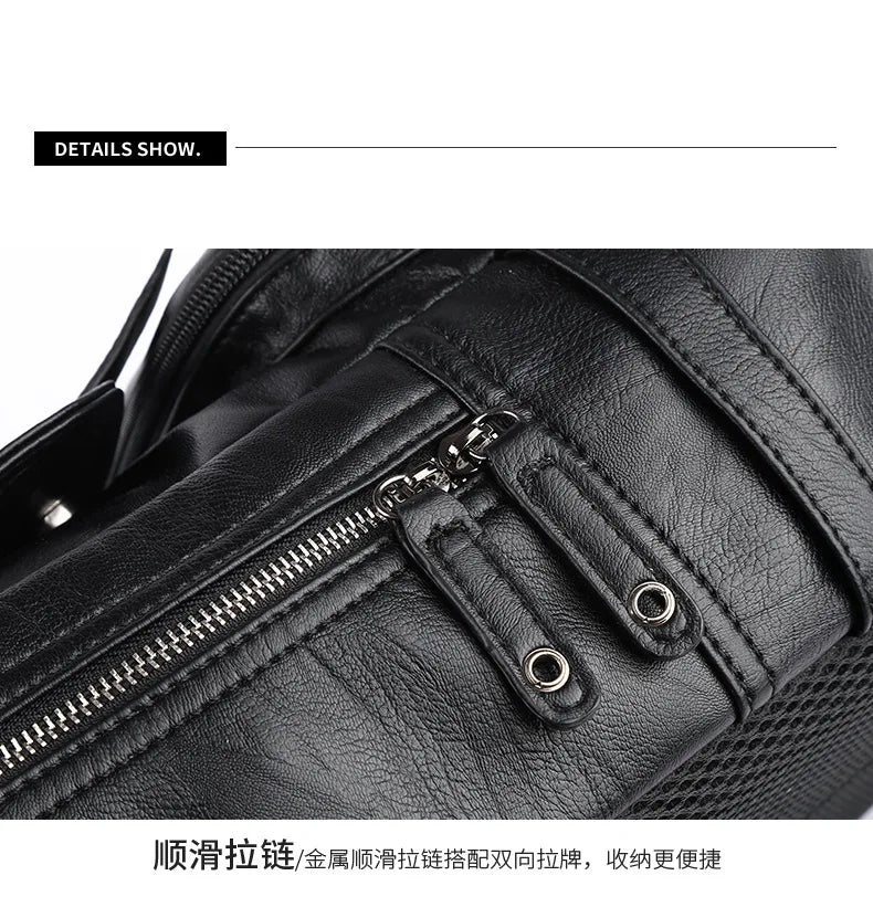 Simple Fashion Men's Backpack Soft Pu Leather Backpack Men Large Capacity 14inch Laptop Bag Students Schoolbags Travel Back Pack - Clikcy