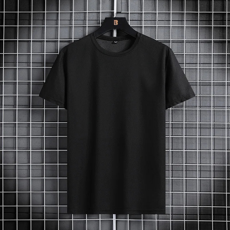 Summer new men's round neck quick drying casual sports fitness breathable short sleeved+shorts set two-piece set - Clikcy