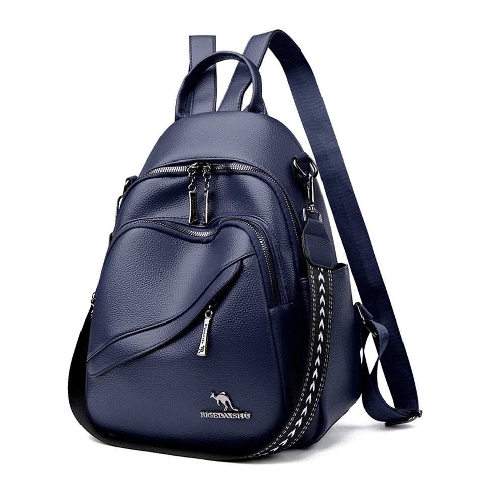 Fashion Backpacks Women Shoulder Bag Simple Rucksack Female Soft Leather Back Pack Ladies Travel Bag Large Capacity School Bags - Clikcy