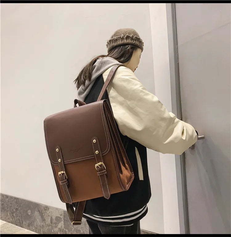 Preppy style women backpack Large Capacity Laptop Bag Casual School Backpacks for Girls patchwork Travel bags for Female totes - Clikcy