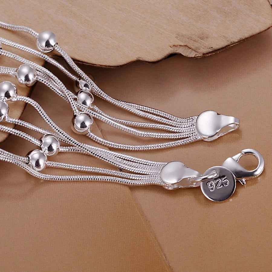 hot sell fashion fine product 925 Sterling Silver Jewelry chain beads Bracelets For cute lady women gifts H234 - Clikcy