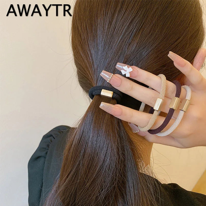 AWAYTR 5PCS New Girls Elastic Hair Rubber Bands  Headbands Women Hair Tie Hair Gum Ponytail Hair Holders Hair Accessories - Clikcy