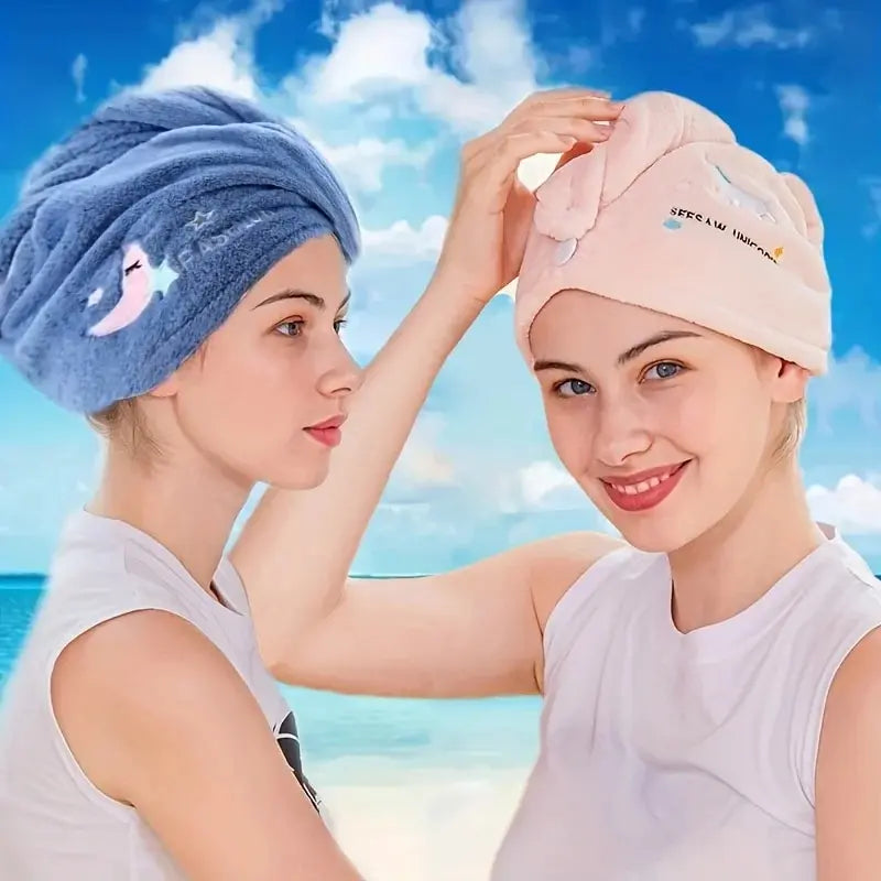 1pc Quickly Dry Hair Hat Super Absorbent Soft Bathroom Women Head Towels Girls Cute Hair Towel Hair Dry Wrap Bonnets - Clikcy