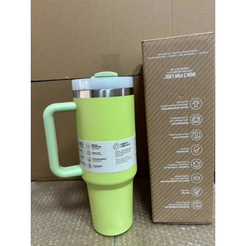 40 oz large capacity stainless steel thermos cup car cup second generation straw portable water cup sports fitness - Clikcy