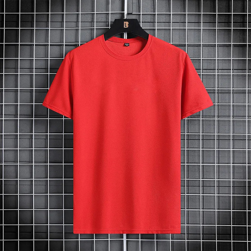 Summer new men's round neck quick drying casual sports fitness breathable short sleeved+shorts set two-piece set - Clikcy