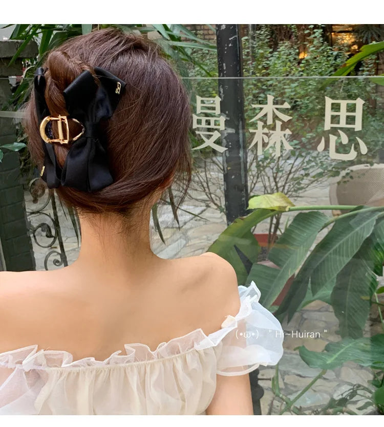 Korean Fashion Metal Bow Hairpin Ladies Simple Elegant Hair Accessories Grab Clip Girls Party Gift Accessories - Clikcy