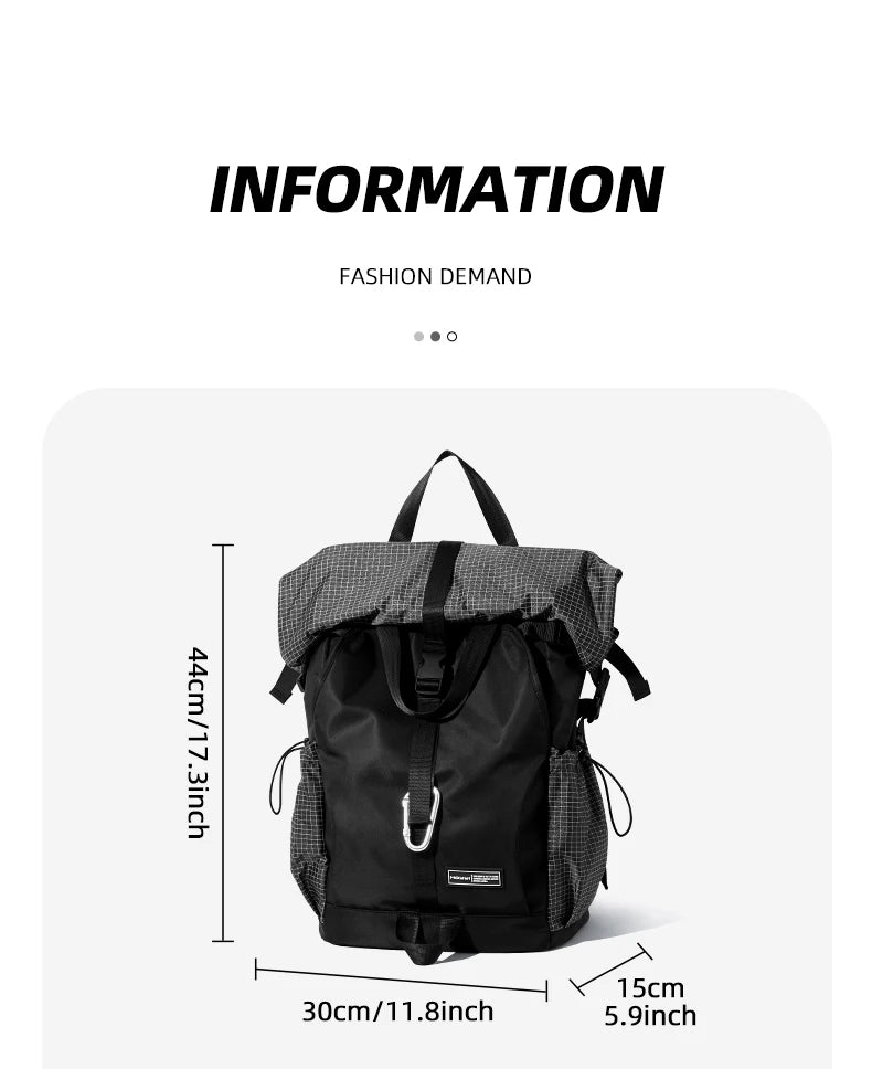 Men's Backpack Roll Top Travel Expandable Large Capacity Backpack Waterproof Outdoor Motorcycle Riding Hike Sports Bags - Clikcy