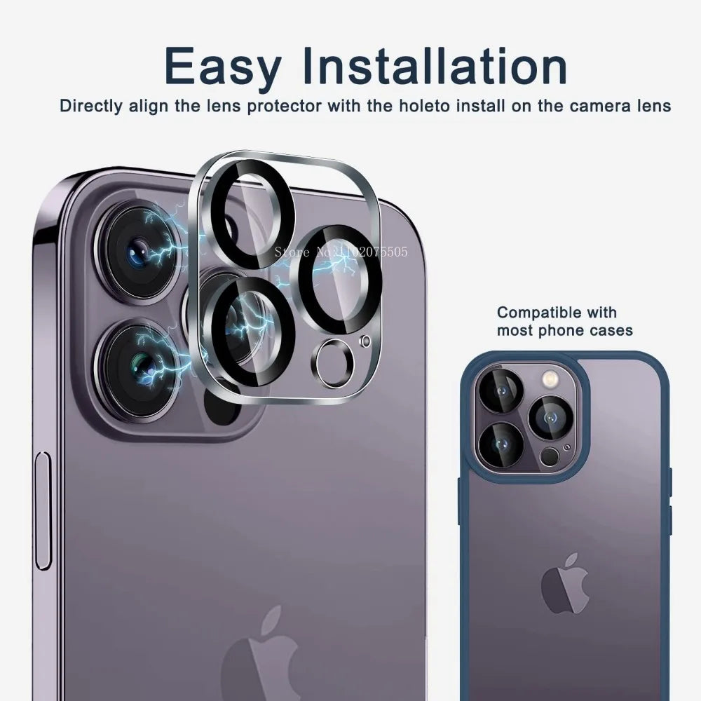 4Pcs Full Cover Protective Glass For iPhone 11 12 13 14 15 Pro Max Camera Protector For iPhone 13 14 Mini Ultra Not Affect Night - Clikcy