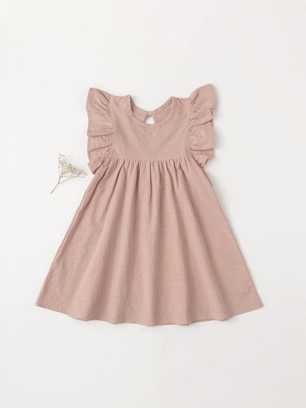 Baby Girls' Flying Sleeve Dress Tie-back Overall Dress Cotton Kids Casual Clothes Summer 2024 - Clikcy