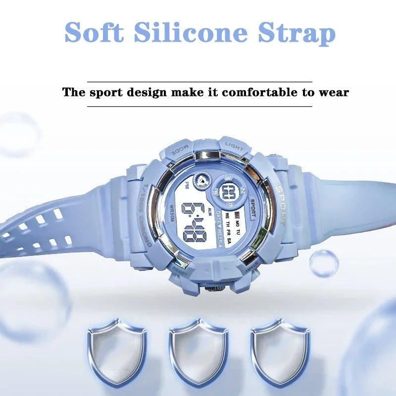 YIKAZE Fashion Sports Watches Men Women Digital Watch Waterproof Luminous Alarm Clock Electronic Wristwatch for Kids Children - Clikcy