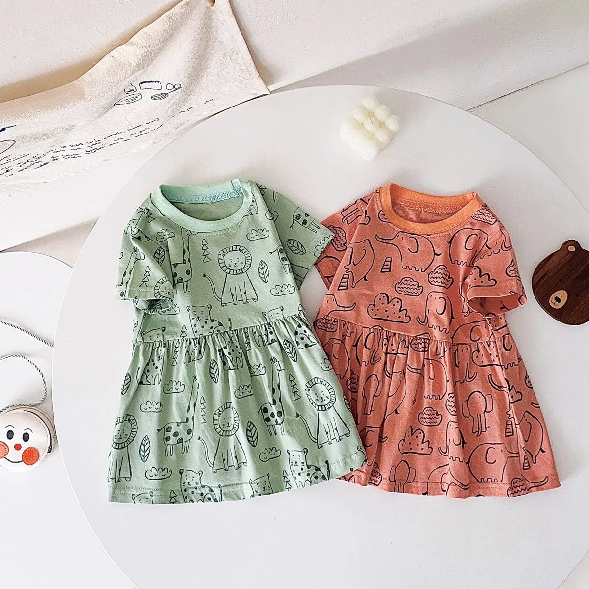 Sanlutoz Short Sleeve Summer Baby Dress Cute Pattern Casual Kids Girls Clothing Dress Cotton - Clikcy