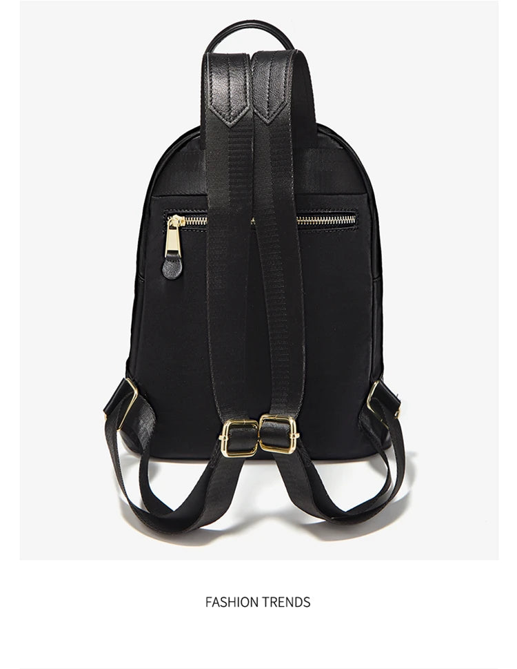 Marino Orlan Cow Leather Backpack for Women 2025 New Fashion Spring&Summer Waterproof Nylon Cloth Travel Student School Bag - Clikcy